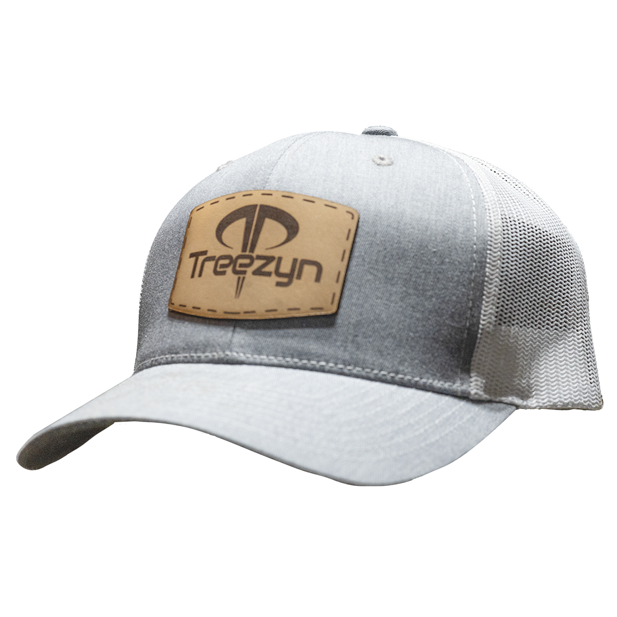 Gray Snapback Hat with Leather Patch