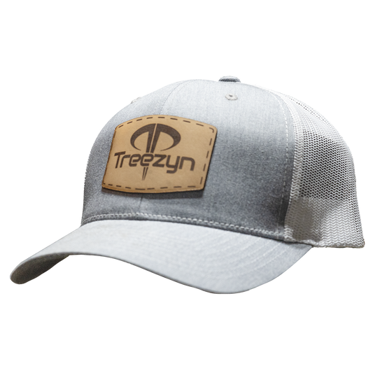 Gray Snapback Hat with Leather Patch