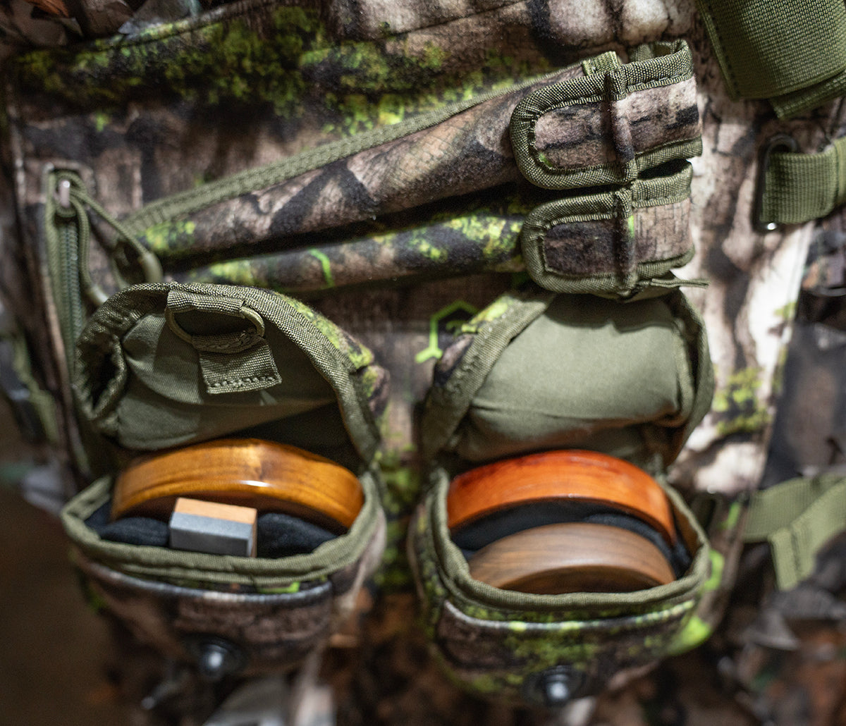 Beard Buster turkey vest slate call pockets and magnetic striker holders
